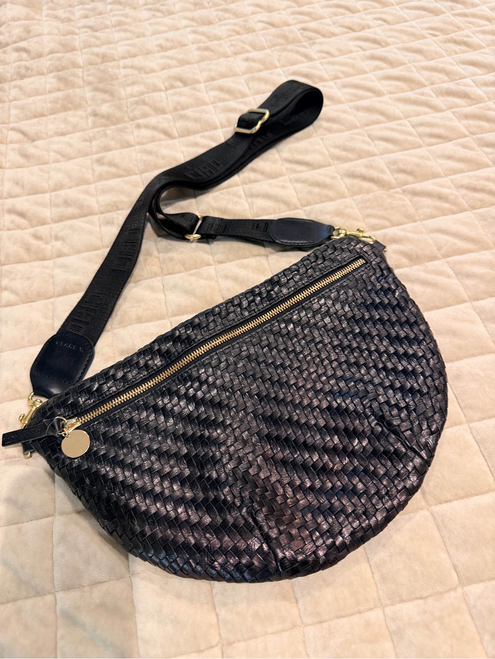 Clare V. Grande Fanny - Black Woven Zig Zag